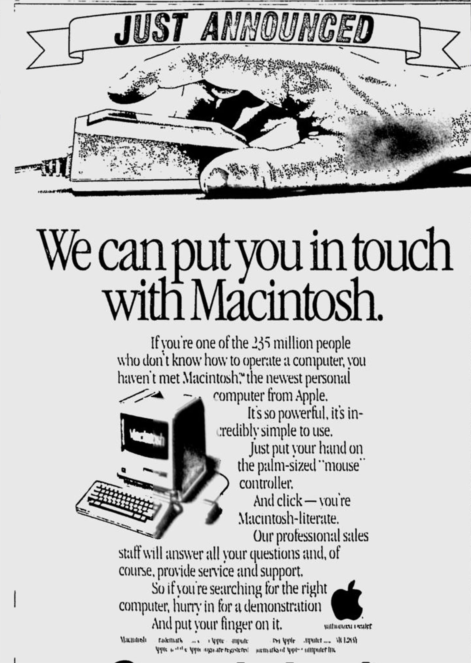 Prva novinska reklama Macintosh računara